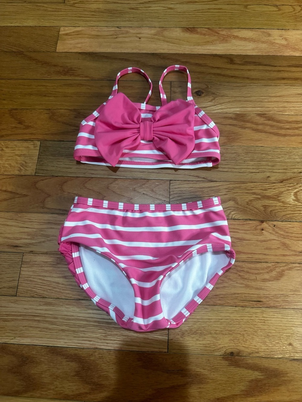 Ruffle Butts Pink & White Striped 2 Pc Bathing Suit Baby Girl 18-24 Months - Picture 1 of 6
